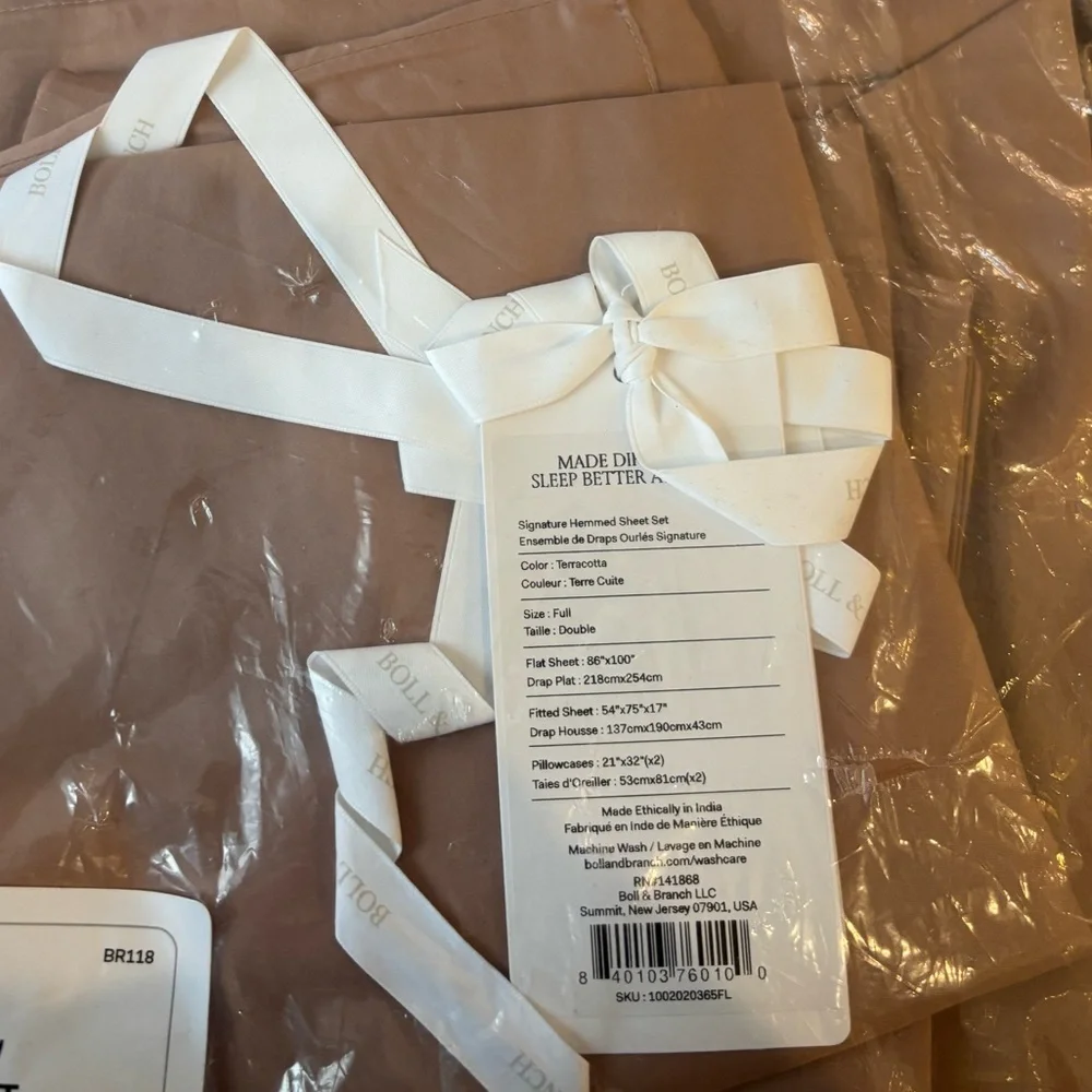 Boll & Branch Full Sheet Set Terracotta Organic Cotton NWT - Picture 4 of 4